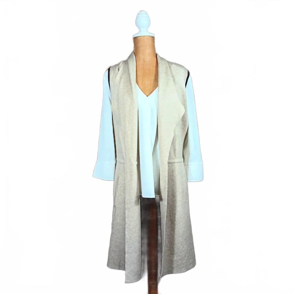 NEW ORANGE FARM CLOTHING women's long drawstring vest with pocket in beige